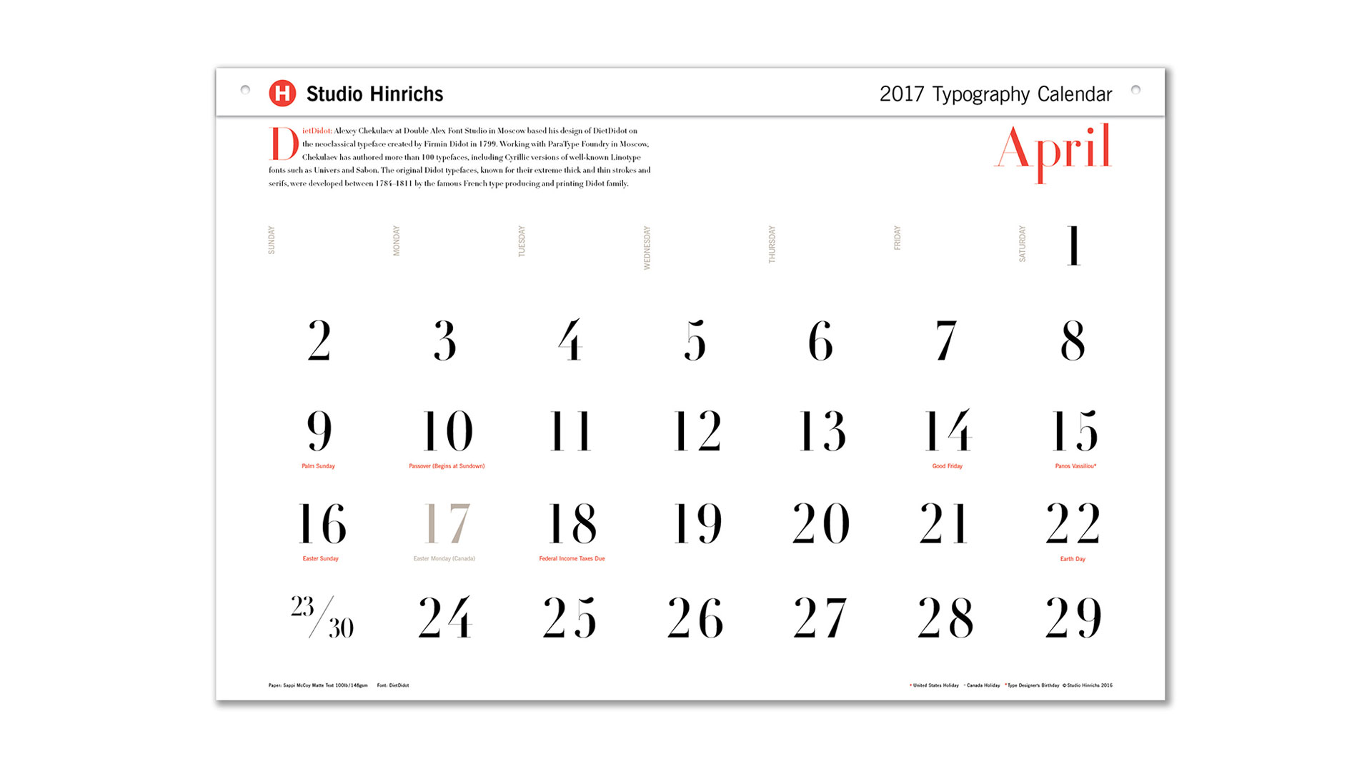 365 typography calendar 2017 midland paper
